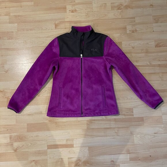 Fila Fuzzy Fleece Full Zip Jacket Purple S - Picture 1 of 8